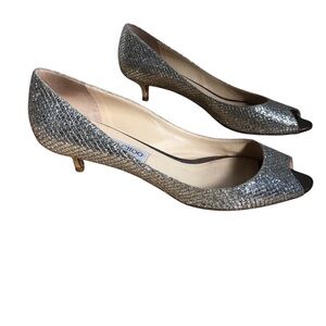 Jimmy choo heels/kitten heels size 42 metallic silver new years festive holiday